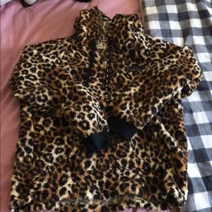 Pink Sherpa Hoodie Leopard